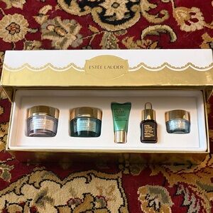 Estee Lauder Skincare Collection with Gold and Blue Accents
